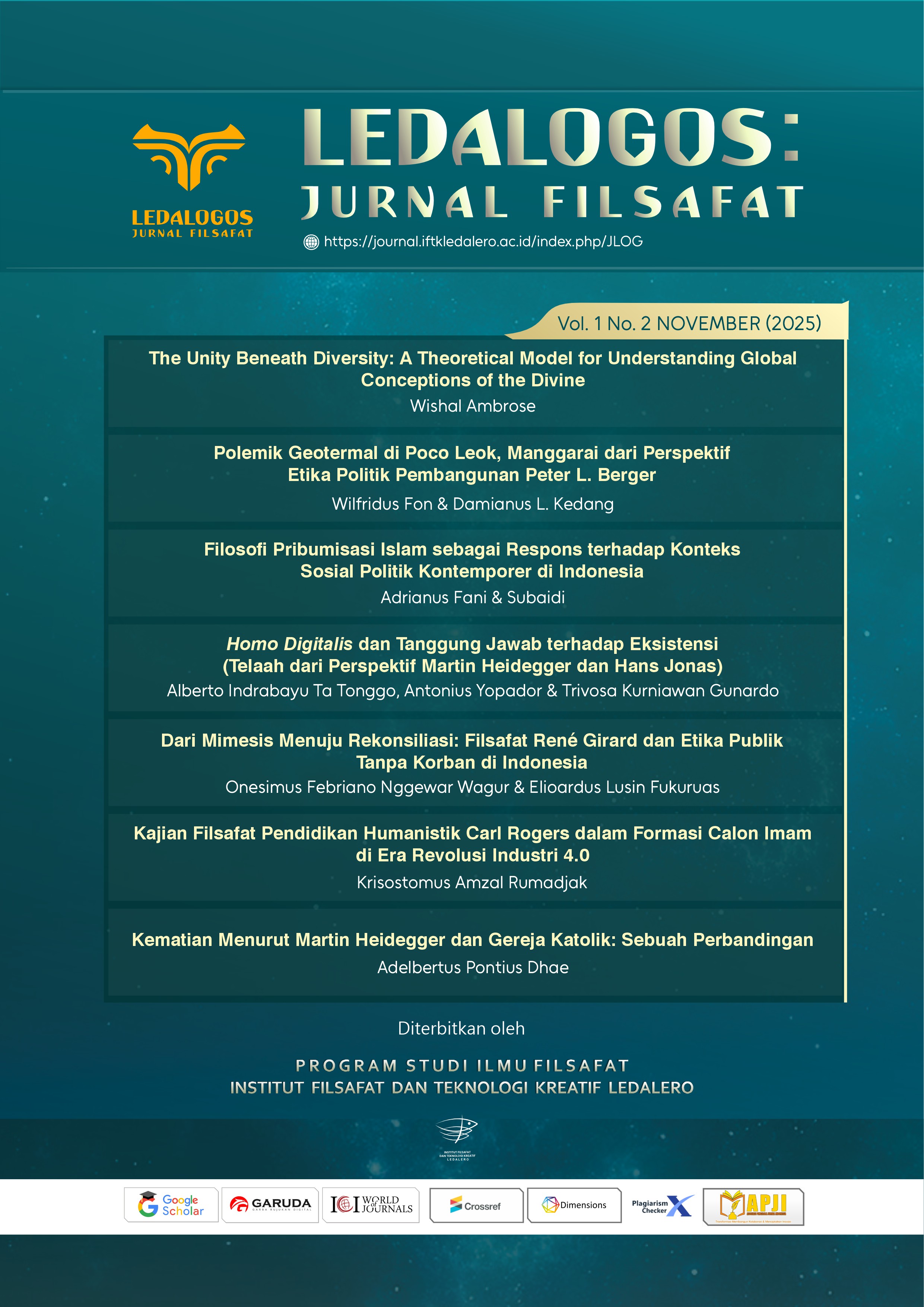 					View Vol. 1 No. 2 (2025): Jurnal Filsafat Ledalogos Edisi November 2025
				