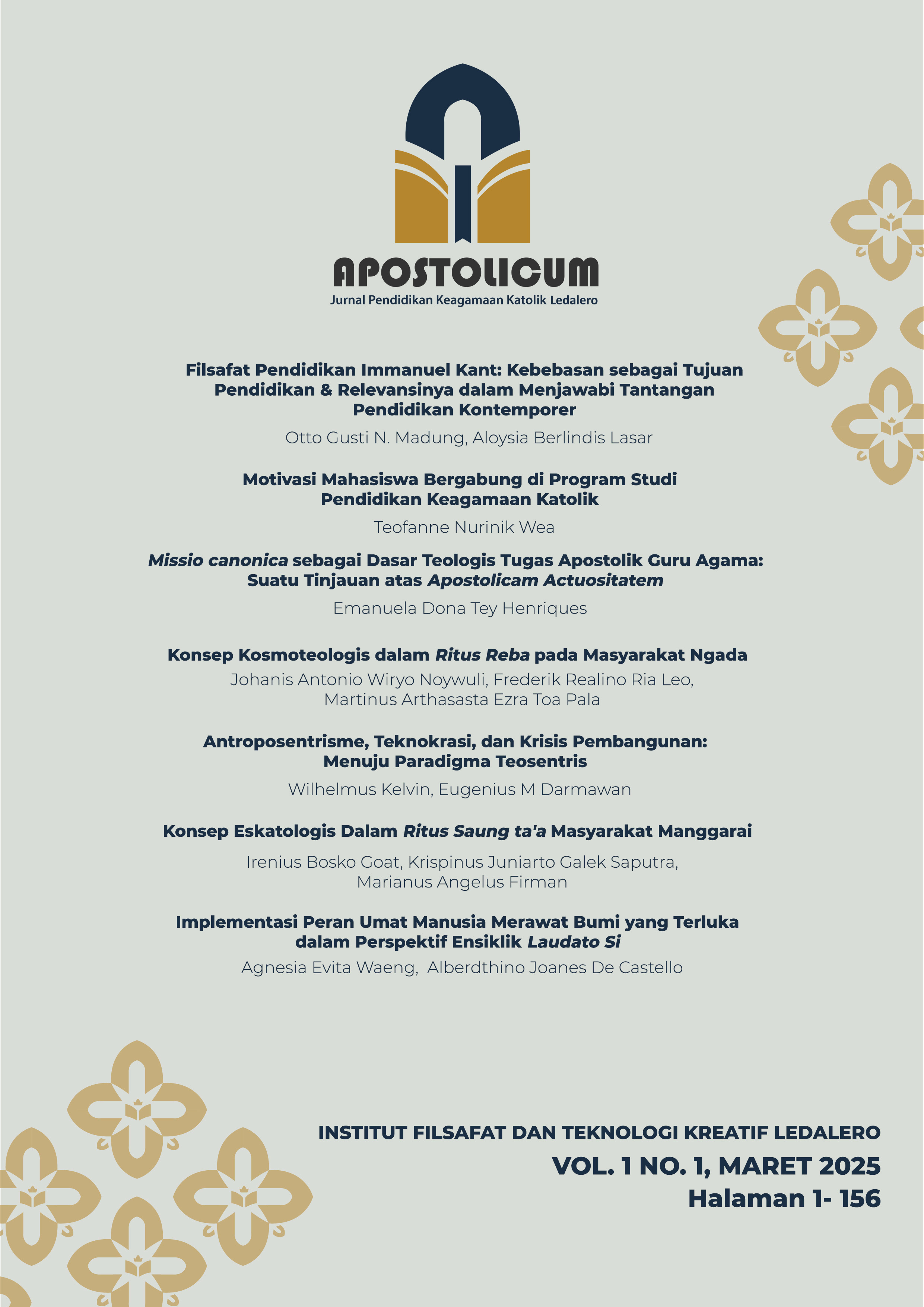 					Lihat Vol 1 No 1 (2025): Jurnal Apostolicum Edisi Maret 2025
				